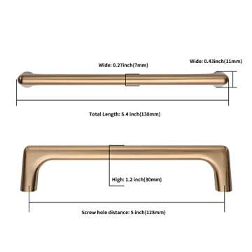 Asidrama 10 Pack 5 Inch(128mm) Champagne Bronze Cabinet Pulls Cabinet Handles Cupboard Handles Kitchen Cabinet Hardware for Cupboard Drawer Pulls