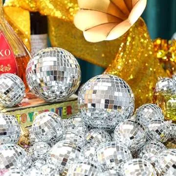 Hoolerry 65 Pcs Disco Balls Ornaments Reflective Hanging Disco Ball Decorations with Hook Assorted Silver Disco Ball for Mardi Gras 70s Disco Themed Wedding Music Party(4/2.4/2/ 1.6/1.2 in)