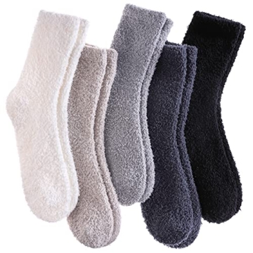 CHOWISH Womens Fuzzy Slipper Socks Super Soft Microfiber Fluffy Cozy Winter Warm Fuzzy Crew Socks (5...