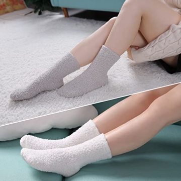 Cozy Women's Fuzzy Slipper Socks – 5 Soft Pair Set