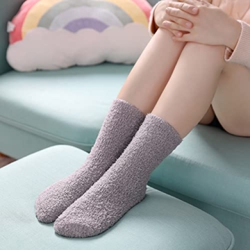 Cozy Women's Fuzzy Slipper Socks – 5 Soft Pair Set