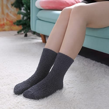 Cozy Women's Fuzzy Slipper Socks – 5 Soft Pair Set