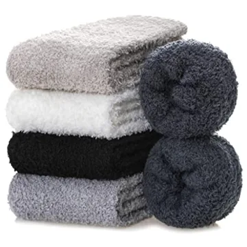 Cozy Women's Fuzzy Slipper Socks – 5 Soft Pair Set