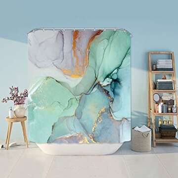 Vibrant natu2eco Colourful Marble Shower Curtain