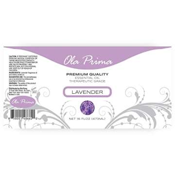 Ola Prima Oils Lavender Essential Oil (16oz Bulk) for Aromatherapy Diffuser, Candle Making & Stress – Therapeutic Grade Aromatherapy Oil