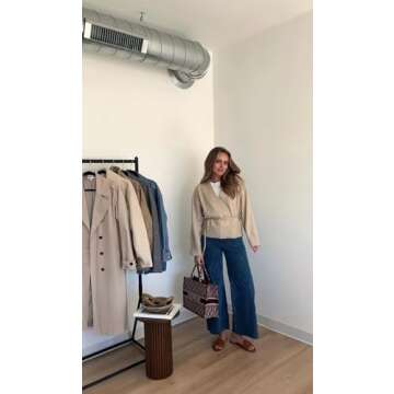 Supgoreou Women's Wide Leg Jeans High Waisted Stretchy Trendy Casual Versatile Work Denim Pants Trousers 2025 Blue