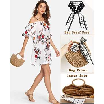 Dailyacc Straw Shoulder Bag For Women Woven Purse Summer Beach Envelope Clutch Straws Wallet