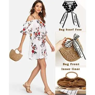 Dailyacc Straw Shoulder Bag For Women Woven Purse Summer Beach Envelope Clutch Straws Wallet