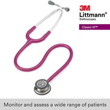 3M Littmann Classic III Monitoring Stethoscope, 5648, More Than 2X as Loud* and Weighs Less**, Stain...