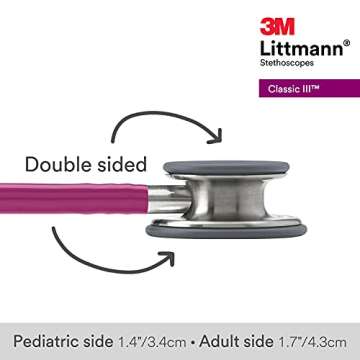 3M Littmann Classic III Monitoring Stethoscope, 5648, More Than 2X as Loud* and Weighs Less**, Stainless Steel Chestpiece, 27" Raspberry Tube