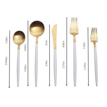 MEJAJU Modern Silverware Set Gold 5 Pieces 18/10 Stainless Steel Flatware Cutlery Set, Matte Utensil...