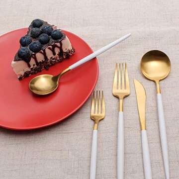 MEJAJU Modern 5-Piece Gold Stainless Steel Flatware Set