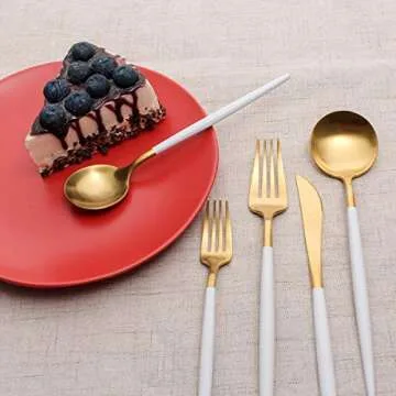 MEJAJU Modern 5-Piece Gold Stainless Steel Flatware Set