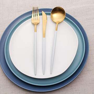 MEJAJU Modern 5-Piece Gold Stainless Steel Flatware Set
