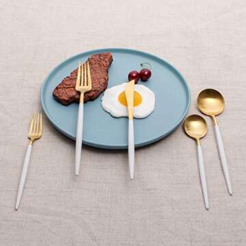 MEJAJU Modern 5-Piece Gold Stainless Steel Flatware Set