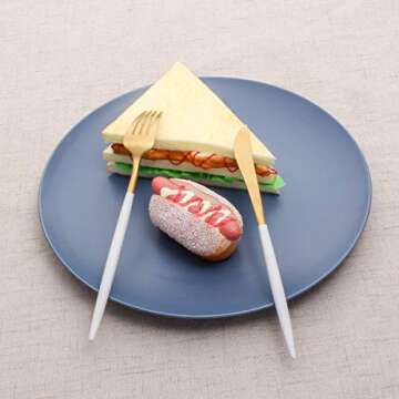 MEJAJU Modern 5-Piece Gold Stainless Steel Flatware Set