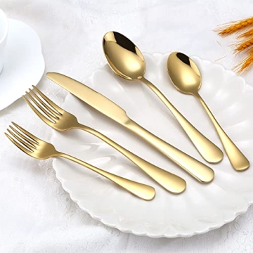 Elegant Aisoso Gold Silverware Set for 8 - 40 Piece Cutlery