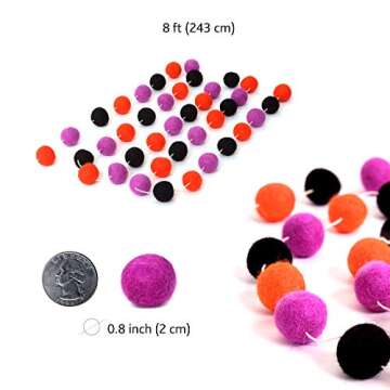 Glaciart Felt Balls Garland for Halloween Decoration