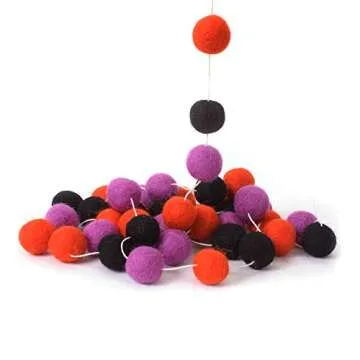 Glaciart Felt Balls Garland for Halloween Decoration