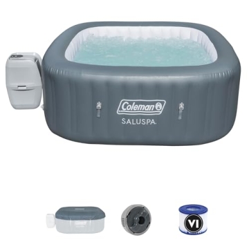 Coleman 4-6 Person Inflatable Outdoor Hot Tub with 114 Jets & Cover, SaluSpa Hawaii, Gray