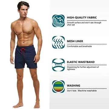 Tyhengta Men's Quick Dry Swim Trunks with Zipper Pockets