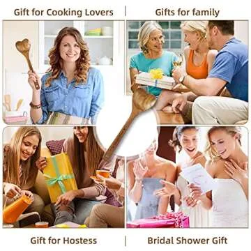 Wooden Heart Spoons - Heart Shaped Wooden Spoon Kitchenware for Cooking with Love, Unique Mother's Day Gifts for Cooks Hostesses Mom Grandma Wife Weddings House Warming Kitchen Accessories (1 PC)