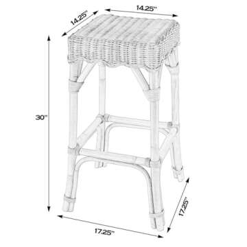 Butler Specialty Company Flora Scalloped Rattan Bar Stool - Natural