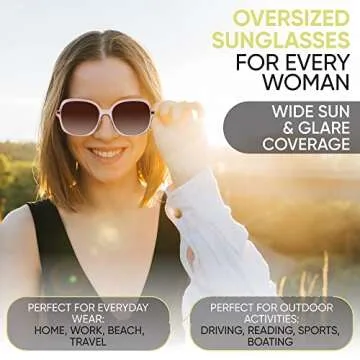 Yogo Vision Polarized Sunglasses for Women Square Classic Trendy Stylish Sun Glasses 100% UV Protection 2 pack (Black, Brown Havana)