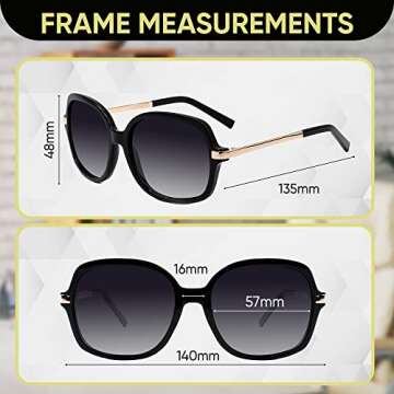 Yogo Vision Polarized Sunglasses for Women Square Classic Trendy Stylish Sun Glasses 100% UV Protection 2 pack (Black, Brown Havana)