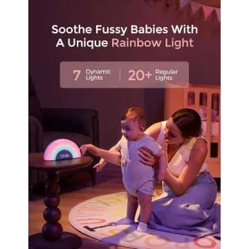 Momcozy DreamSync™ Baby Sound Machine, Night Light, APP Control Baby Sleep Trainer, Routine Builder, White Noise Machine with 34 Soothing Sounds, Wake Up Light Sunrise Alarm Clock, Wireless Speaker