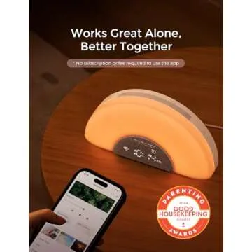 Momcozy DreamSync™ Baby Sound Machine, Night Light, APP Control Baby Sleep Trainer, Routine Builder, White Noise Machine with 34 Soothing Sounds, Wake Up Light Sunrise Alarm Clock, Wireless Speaker