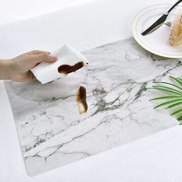 GENNISSY Marble Placemats Washable for Dining Table Set of 6 Thin Environmental Table Mats Wipeable ...