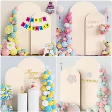 Wokceer Wedding Arch Cover 7.2FT, 6FT Spandex Fitted Wedding Arch Stand Covers 2 Set Round Top Chiara Arch Backdrop Stands Cover for Birthday Party Ceremony Banquet Decoration Beige