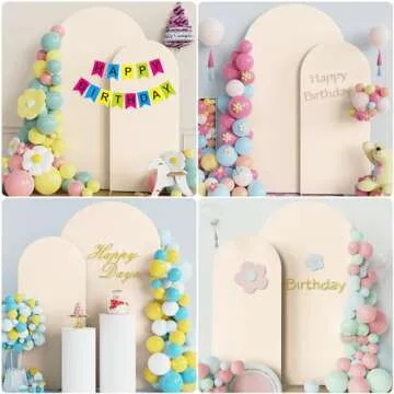 Wokceer Wedding Arch Cover 7.2FT, 6FT Spandex Fitted Wedding Arch Stand Covers 2 Set Round Top Chiara Arch Backdrop Stands Cover for Birthday Party Ceremony Banquet Decoration Beige