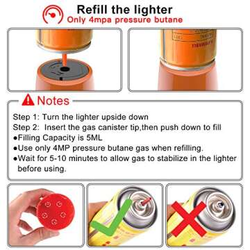 Torch Fire Lighter Jet Flame Butane Gas Refillable Safety Igniter Improved for Hob Stove Oven Wood Burners Fireplace Grills BBQ Cookers Camping Outdoor Long Candle Lighters (No Butane Prefilled)