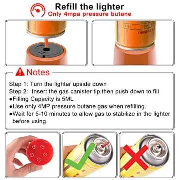 Torch Fire Lighter Jet Flame Butane Gas Refillable Safety Igniter Improved for Hob Stove Oven Wood Burners Fireplace Grills BBQ Cookers Camping Outdoor Long Candle Lighters (No Butane Prefilled)