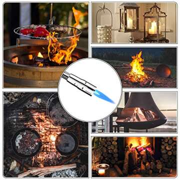 Torch Fire Lighter Jet Flame Butane Gas Refillable Safety Igniter Improved for Hob Stove Oven Wood Burners Fireplace Grills BBQ Cookers Camping Outdoor Long Candle Lighters (No Butane Prefilled)
