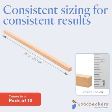 DIY Square Dowel Rods 3/8-inch x 48 by Woodpeckers