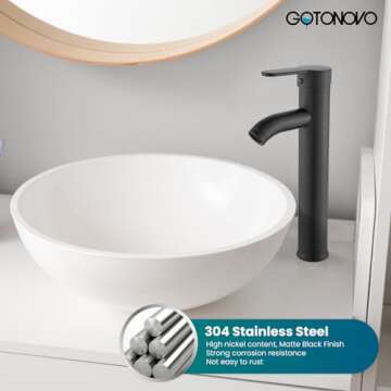 gotonovo Bathroom Vessel Sink Faucet - Modern Single Handle Matte Black Tap