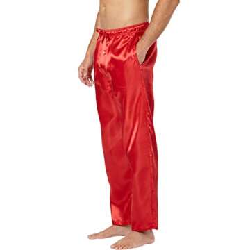 Intimo Men's Classic SatinPajama Sleep Pants, Red, Medium