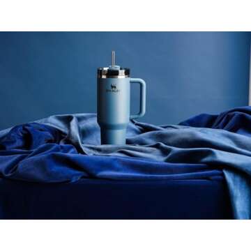 Stanley Quencher H2.0 Tumbler with Handle and Straw 40 oz | Flowstate 3-Position Lid | Cup Holder Compatible for Travel | Insulated Stainless Steel Cup | BPA-Free | Blue Spruce