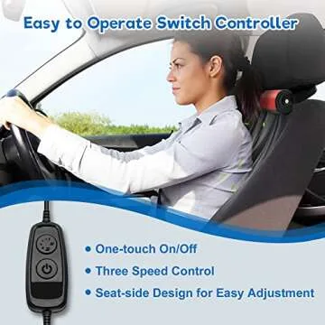 AOWOSA Car Fan for Car Seat USB Fan Car Headrest Cooling Fan with 3 Speed Quiet Brushless Motor Adjustable Strap Portable Fan for Car Vehicle, Van, Truck, SUV, RV