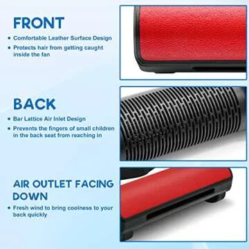 AOWOSA Car Fan for Car Seat USB Fan Car Headrest Cooling Fan with 3 Speed Quiet Brushless Motor Adjustable Strap Portable Fan for Car Vehicle, Van, Truck, SUV, RV