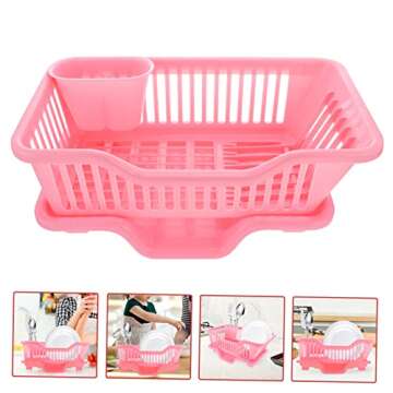 HAKIDZEL 1 Set Kitchen Shelf Dish Drain Sink Sponge Holder Dish Rack Small Dish Drying Rack Plastic ...