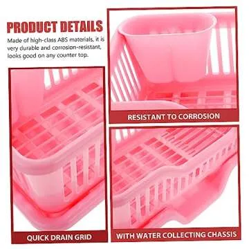 HAKIDZEL 1 Set Kitchen Shelf Dish Drain Sink Sponge Holder Dish Rack Small Dish Drying Rack Plastic Cutlery Stainless Steel Tray Household Draining Rack Dish Plate Basket Storage Basket Abs