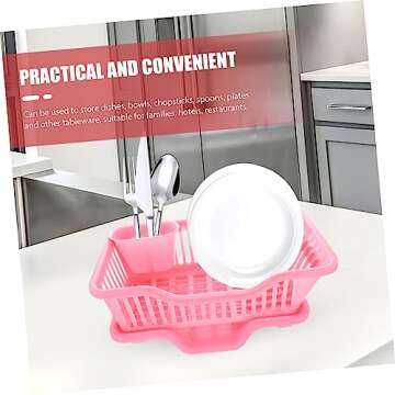 HAKIDZEL 1 Set Kitchen Shelf Dish Drain Sink Sponge Holder Dish Rack Small Dish Drying Rack Plastic Cutlery Stainless Steel Tray Household Draining Rack Dish Plate Basket Storage Basket Abs