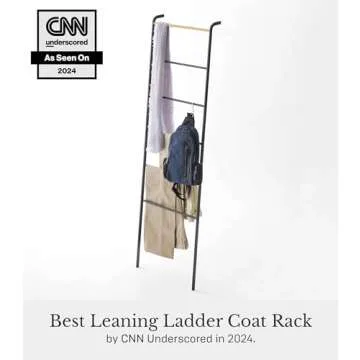 Yamazaki Home Leaning Ladder Rack - Space Saving Steel Design in Black