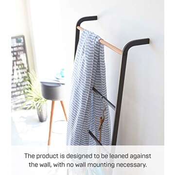 Yamazaki Home Leaning Ladder Rack, Space Saving Steel One Size Black