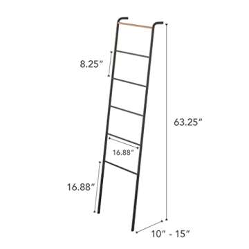 Yamazaki Home Leaning Ladder Rack, Space Saving Steel One Size Black