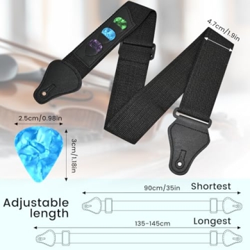 GAQWOK Universal Guitar Strap - Adjustable & Durable